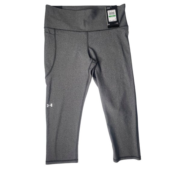 Under Armour HeatGear Compression High Rise Capri Pants Womens L Gray - Picture 1 of 8
